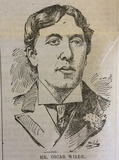 Signed illustration of Oscar Wilde in The New York Herald (European edition) based on one of the cabinet portraits of Wilde taken in 1892 by Alfred Ellis & Walery Studio, London, UK.